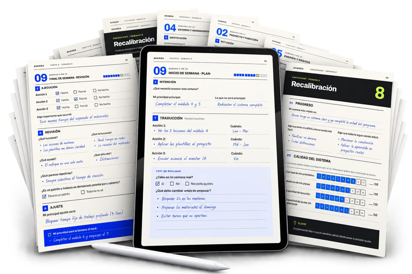 Páginas interiores del workbook